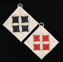 Load image into Gallery viewer, Cathedral Window Quilt Square Pot Holder
